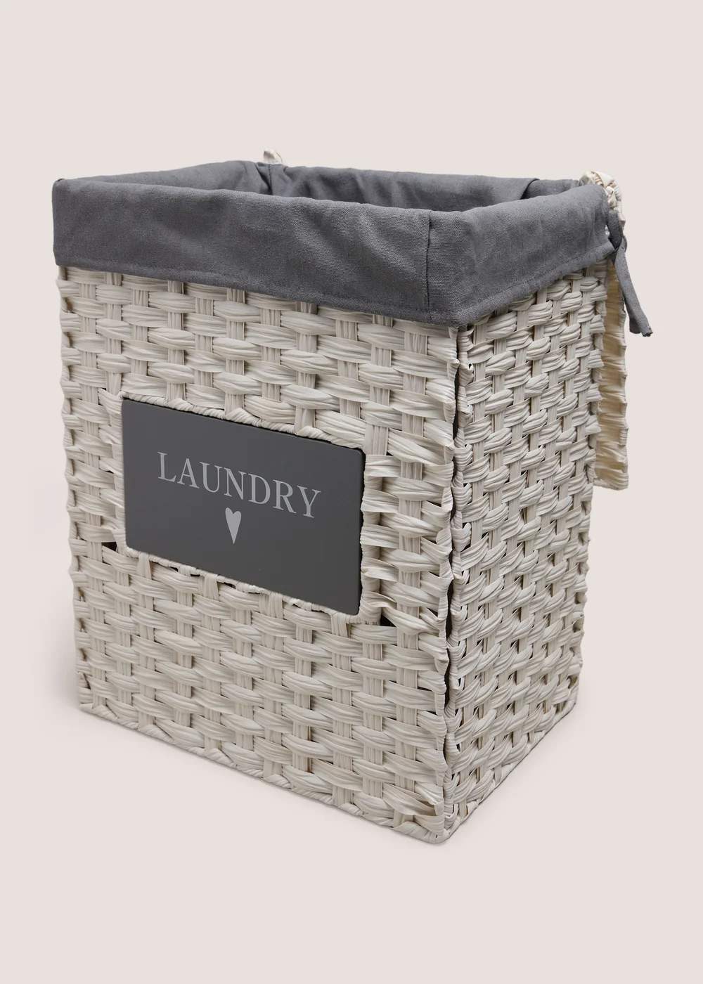 White Wicker Laundry Basket Image 2