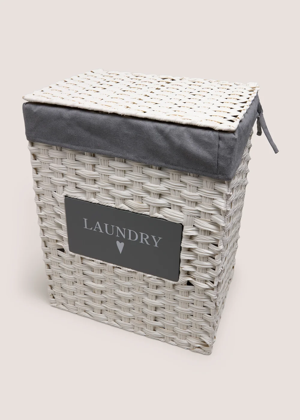 White Wicker Laundry Basket Image 1