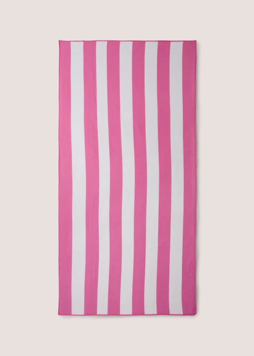 Pink Stripe Beach Towel Image 1