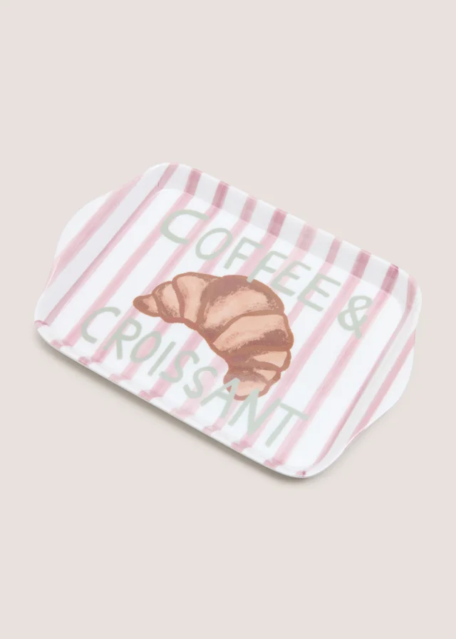 Pink Striped Coffee & Croissant Tea Tray