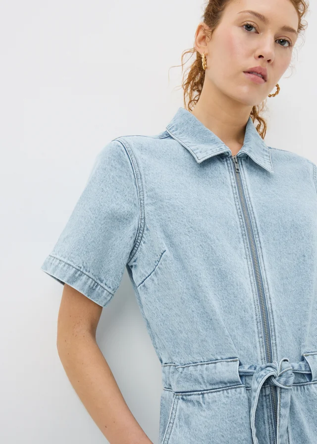 Light Wash Denim Boiler Suit