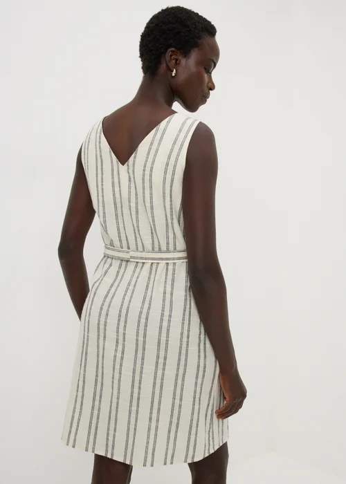 Cream Stripe Woven Belted Mini Dress - 8 Image 2