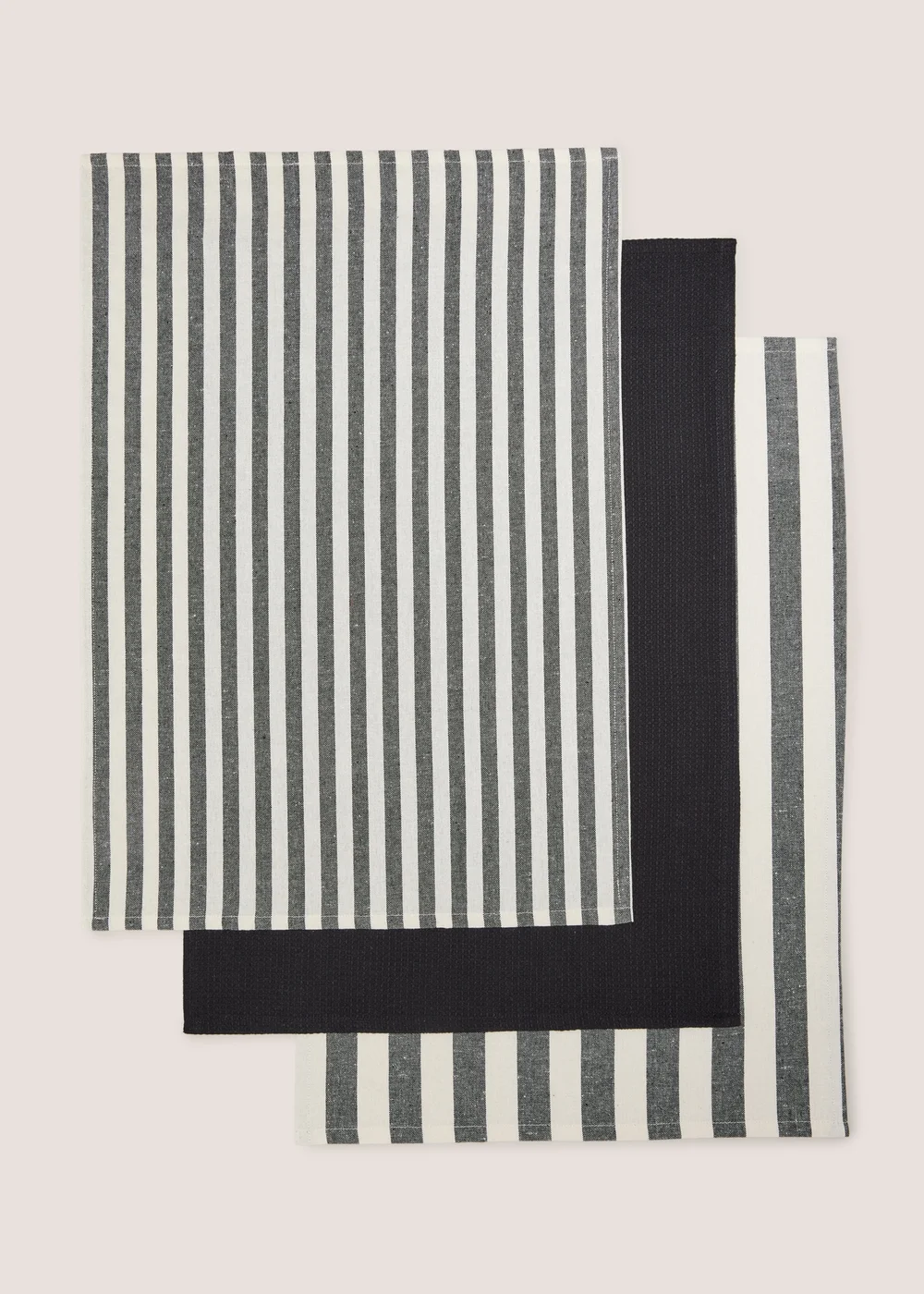 3 Pack Black Striped Tea Towels Image 1