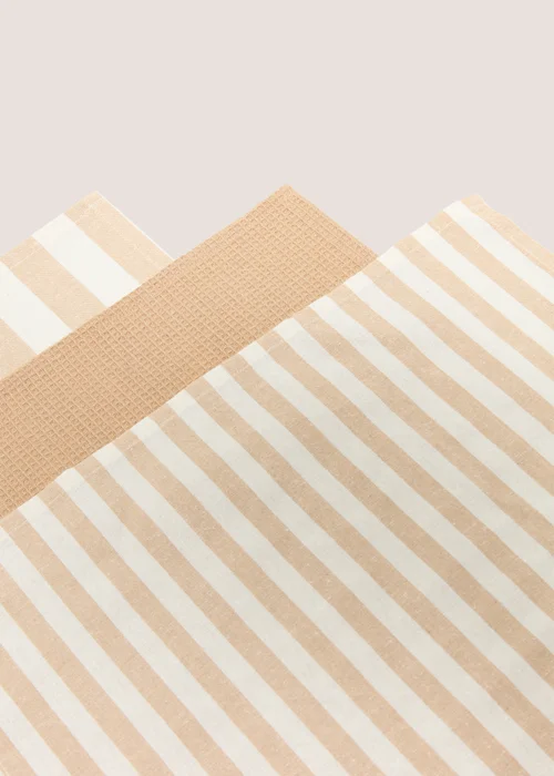 3 Pack Natural Striped Tea Towels Image 2