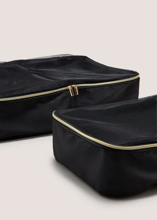 2 Pack Black Large & Medium Packing Cubes Image 2