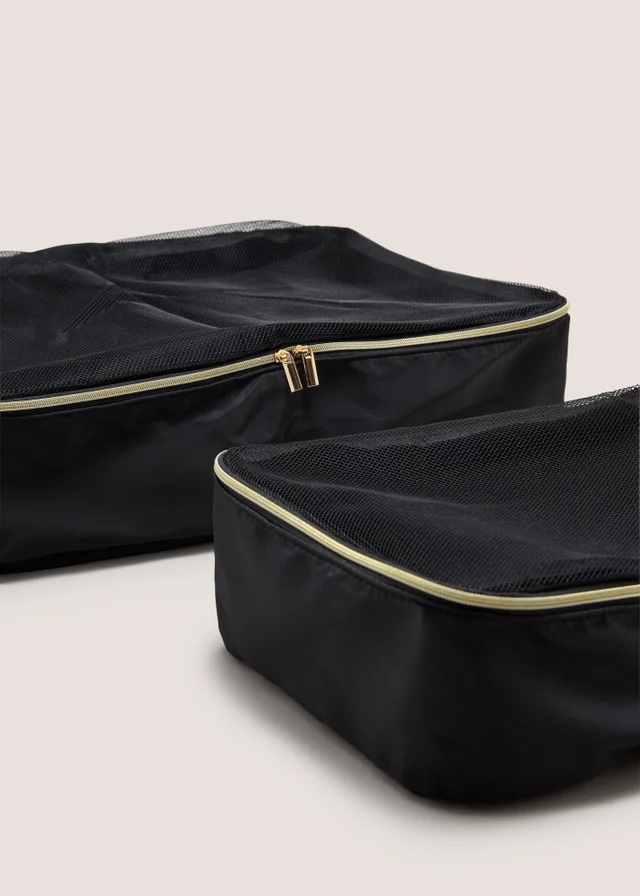 2 Pack Black Large & Medium Packing Cubes
