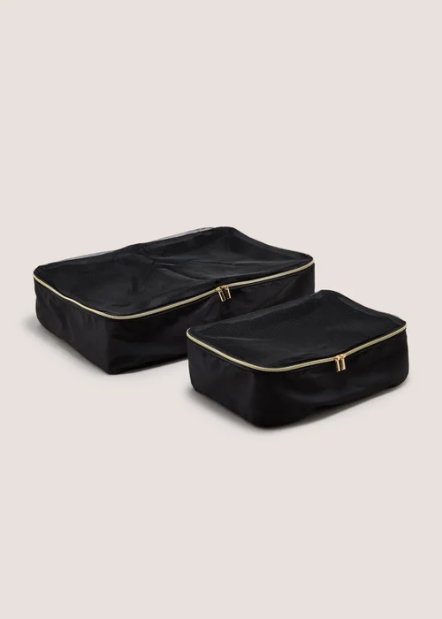 2 Pack Black Large & Medium Packing Cubes Image 1
