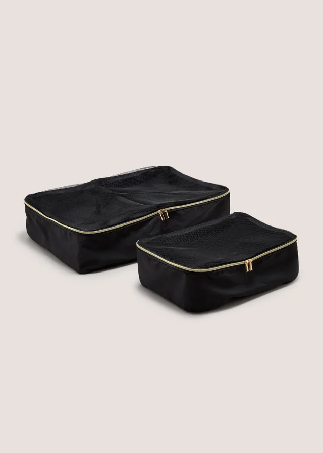 2 Pack Black Large & Medium Packing Cubes