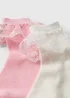2 Pack Girls Pink & White Frill Lace Socks (Younger 6-Older 6.5) - Sizes 9-12 Image 2