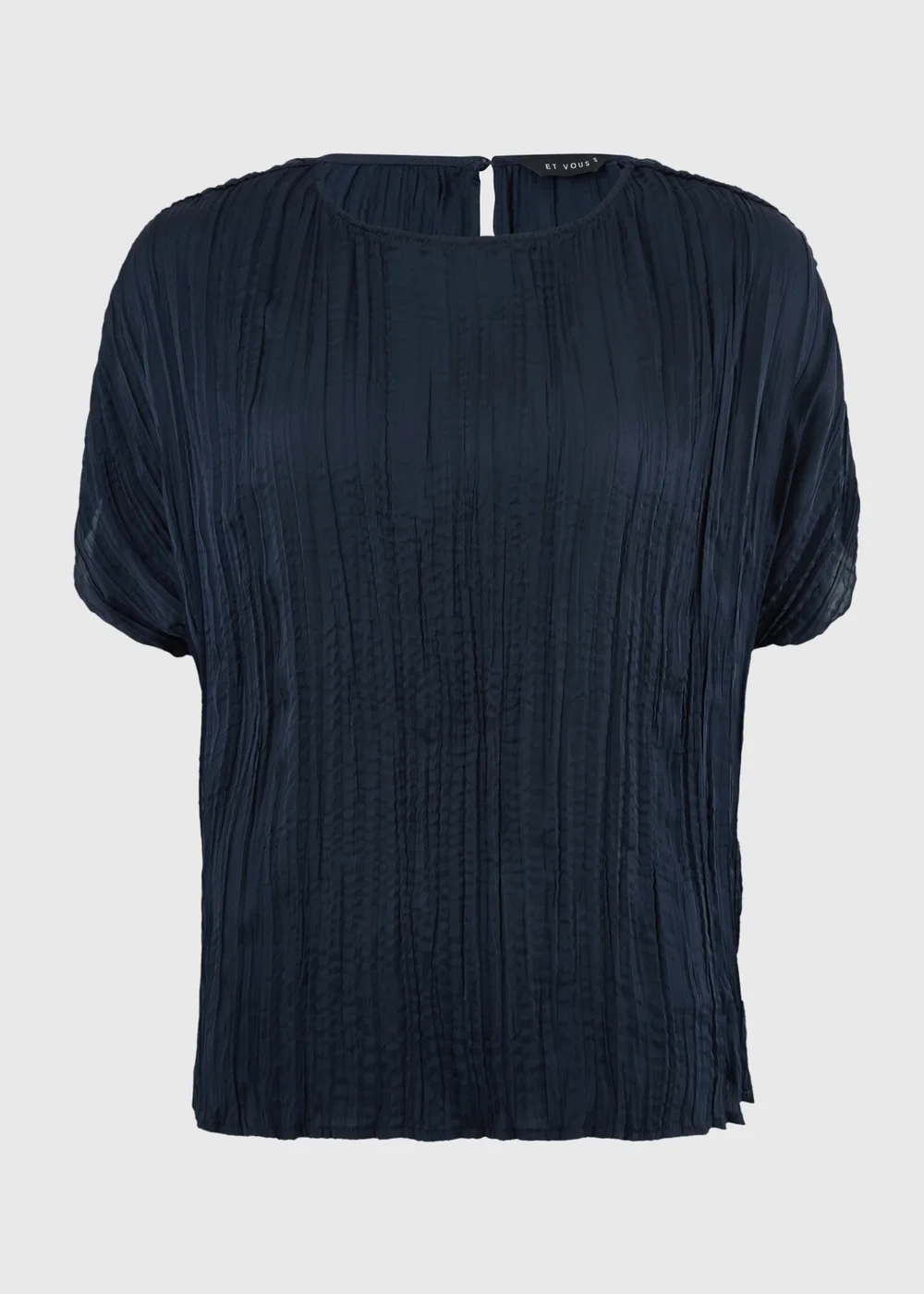 Et Vous Navy Crinkle Satin Co Ord Top - L Image 4