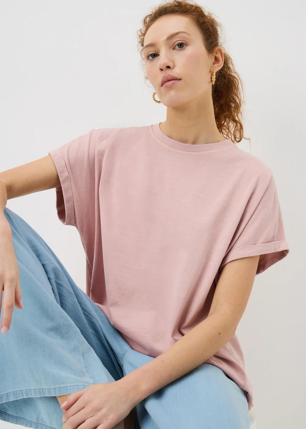 Nude Pink Longline T-Shirt - XL Image 1
