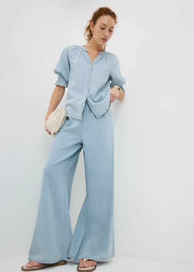 Blue Chambray Popover Co Ord Blouse