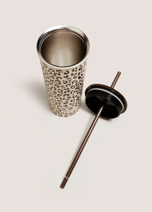 Leopard Straw Tumbler Image 2