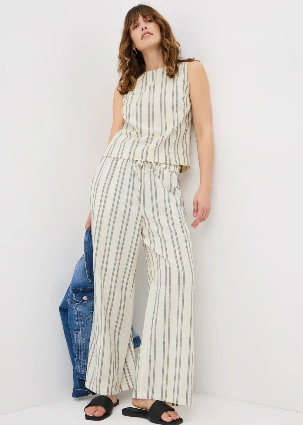 Cream Stripe Co Ord Vest Top - 28 Image 2