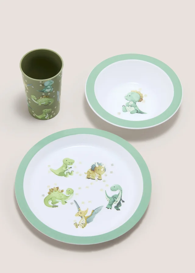 3 Piece Kids Dino Dinner Set