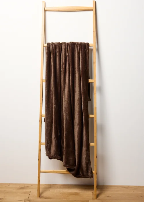 Brown Plain Fleece Throw Image 1