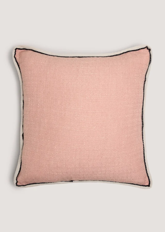 Pink Textured Contrast Edge Cushion