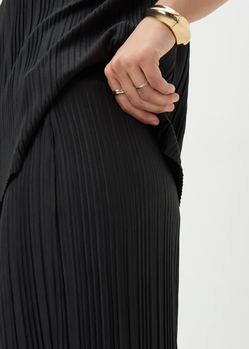Black Plisse Wide Leg Co Ord Trousers - 10/L31 Image 3