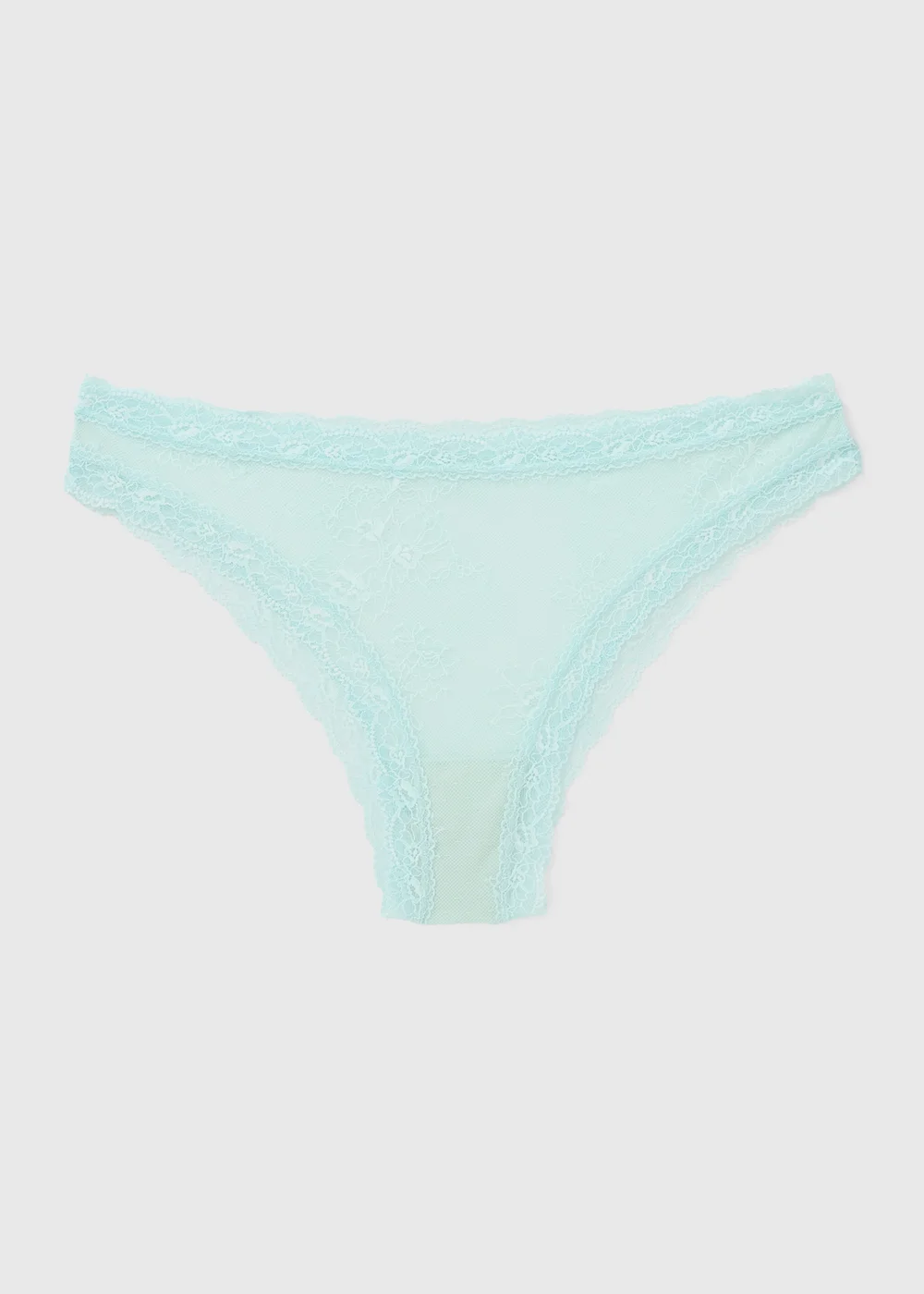 Mint Lace Overlay Brazilian Knickers - XL Image 1