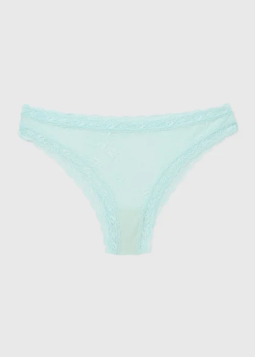 Mint Lace Overlay Brazilian Knickers - XL Image 1