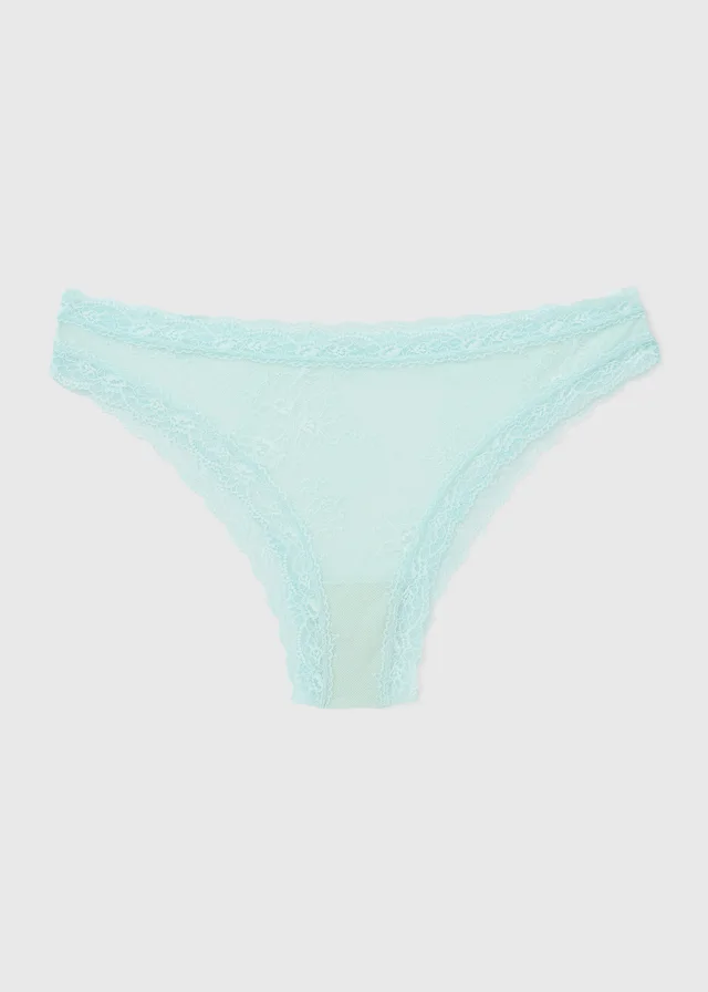 Mint Lace Overlay Brazilian Knickers