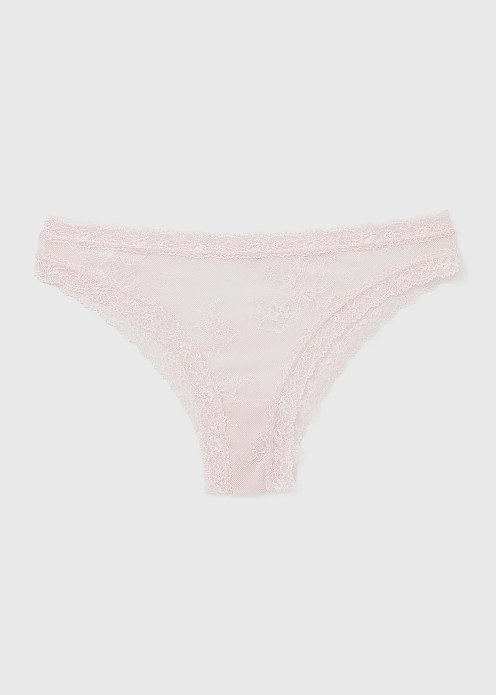 Pink Lace Overlay Brazilian Knickers - XL Image 1