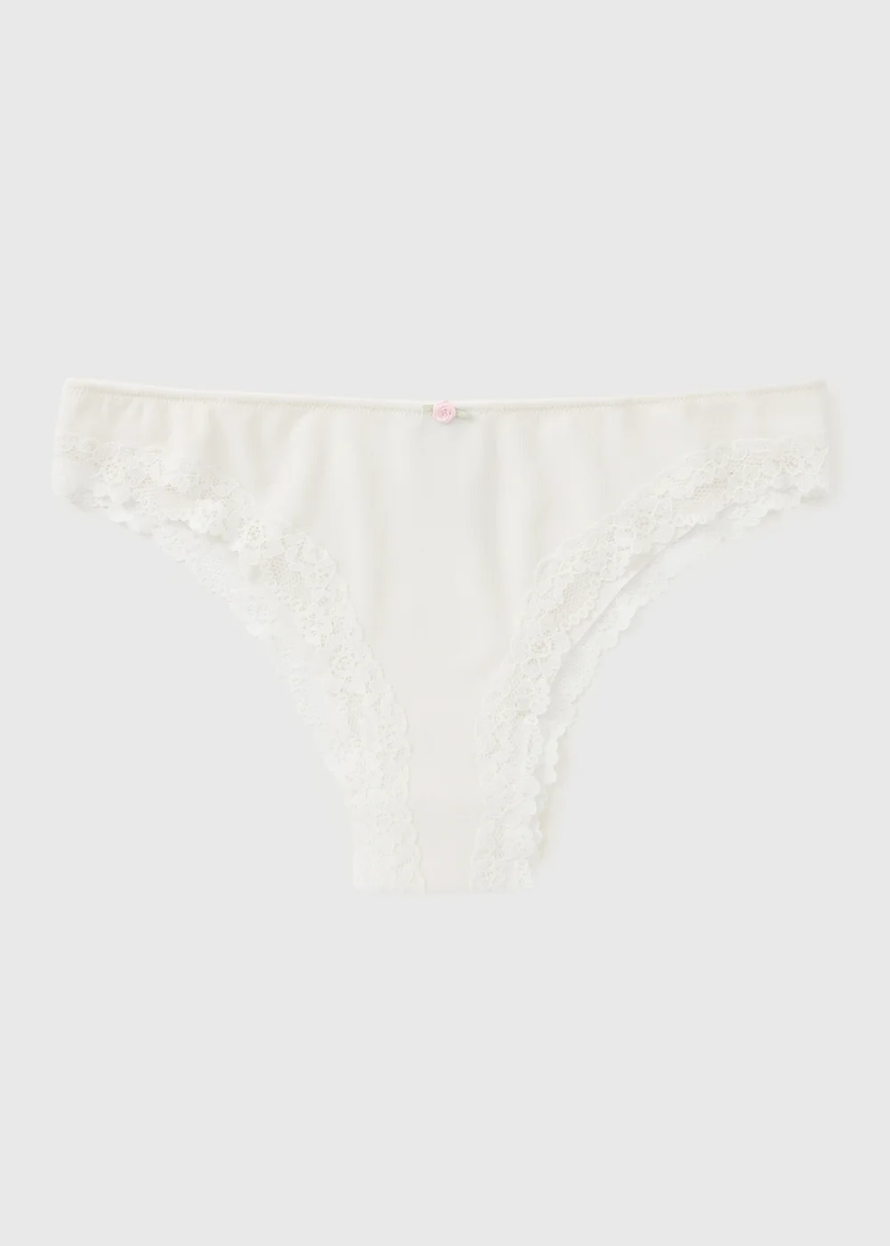 Cream Modal Lace Trim Brazilian Knickers - XL Image 1