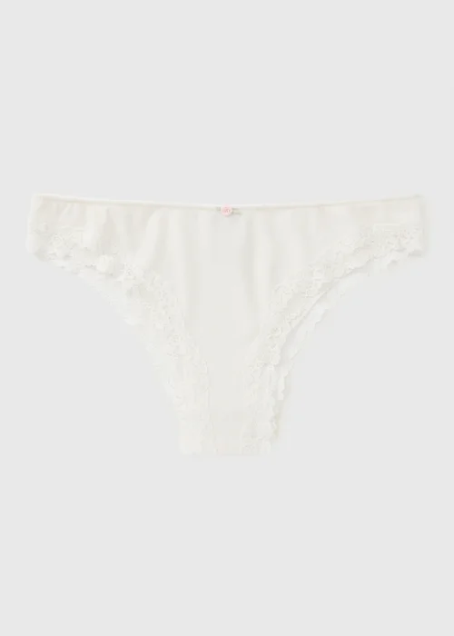 Cream Modal Lace Trim Brazilian Knickers - XL Image 1