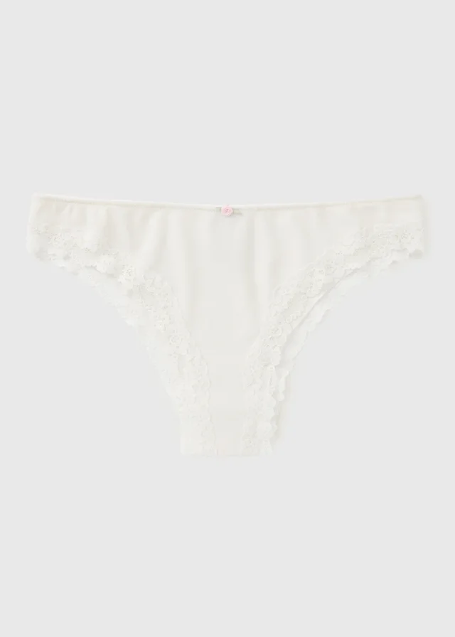 Cream Modal Lace Trim Brazilian Knickers