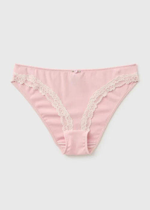 Pink Modal Lace Trim High Leg Knickers - XL Image 1