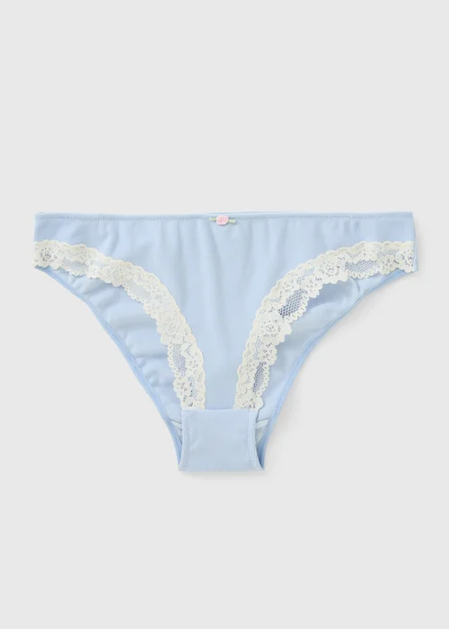 Blue Modal Lace Trim High Leg Knickers - XL Image 3