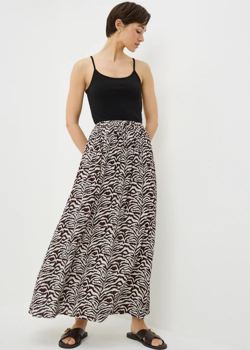 Brown Zebra Print Cheesecloth Maxi Skirt - 20 Image 1