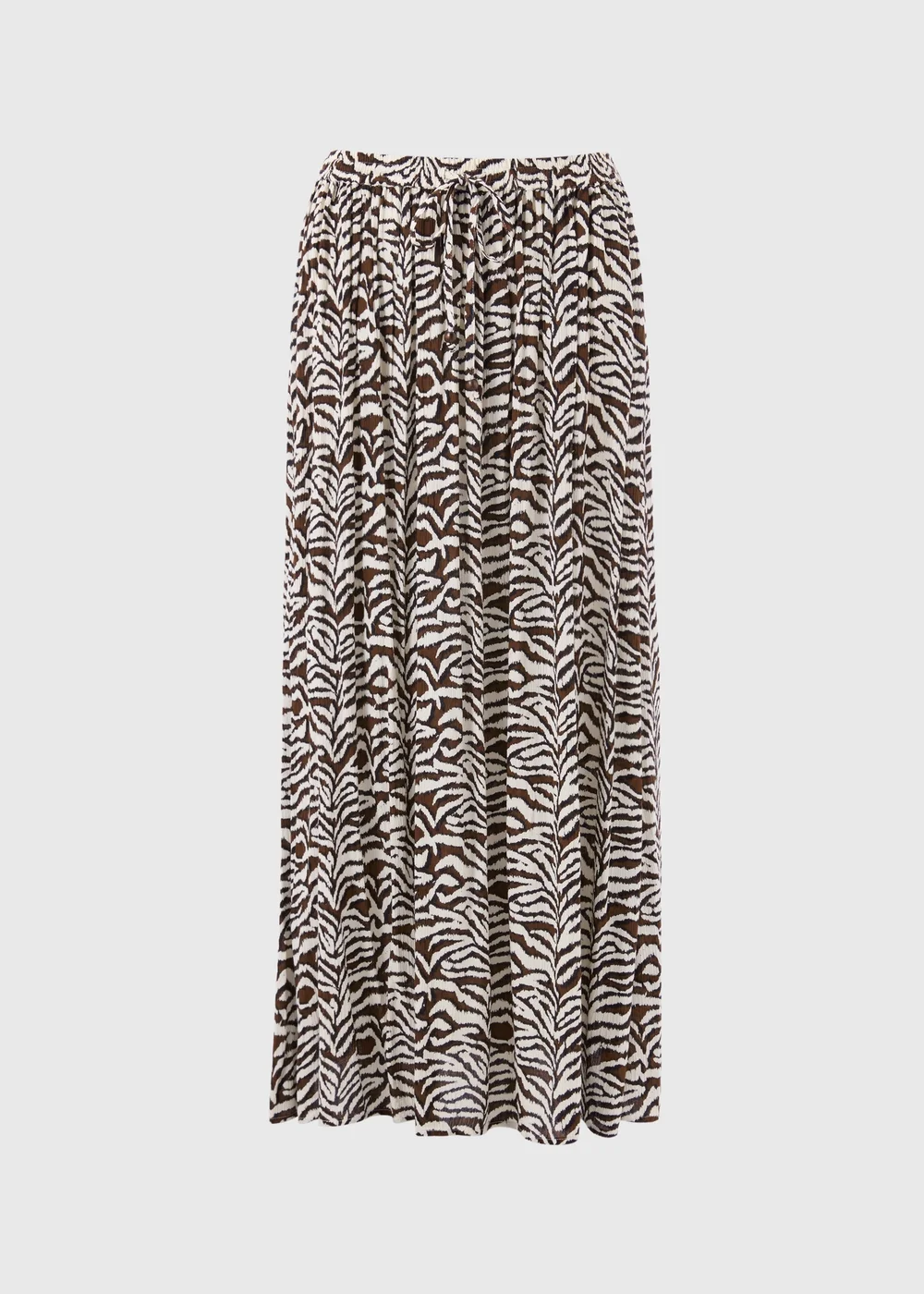 Brown Zebra Print Cheesecloth Maxi Skirt - 20 Image 4