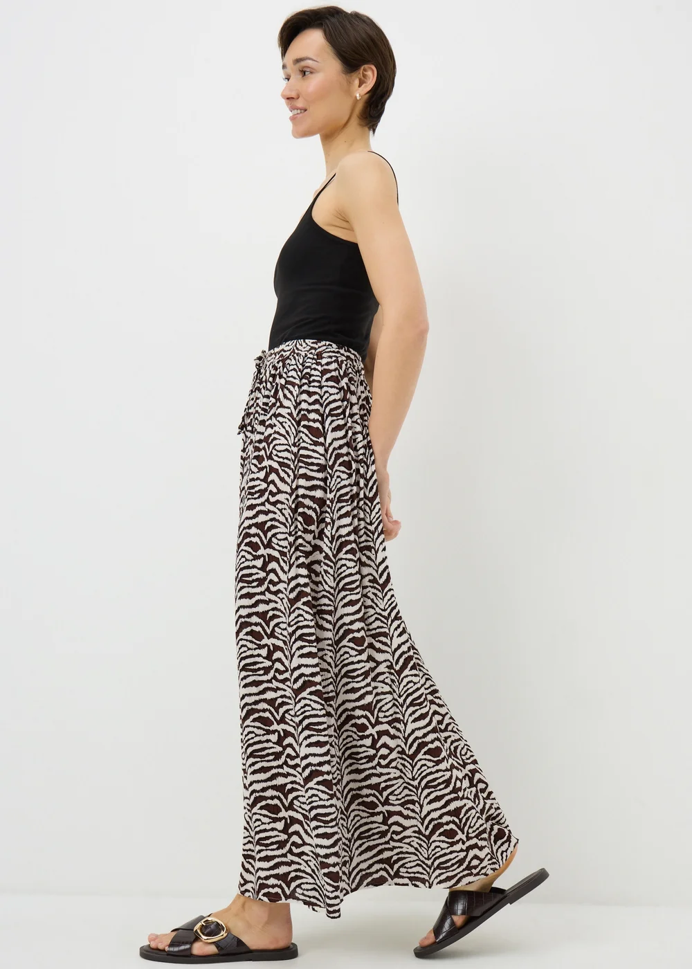 Brown Zebra Print Cheesecloth Maxi Skirt - 20 Image 3