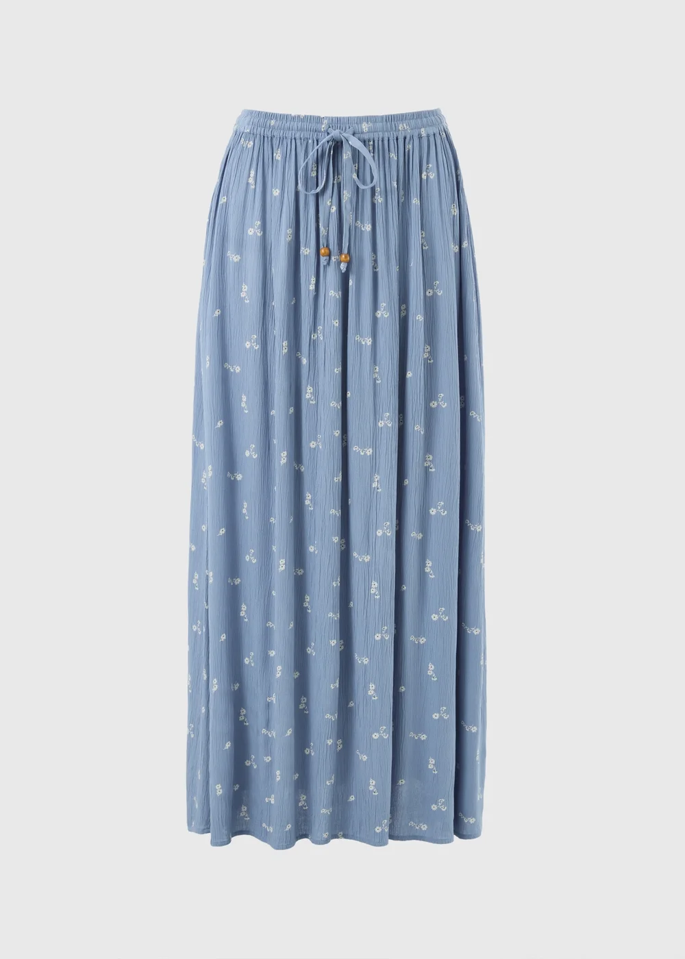 Blue Ditsy Floral Cheesecloth Maxi Skirt - 8 Image 4