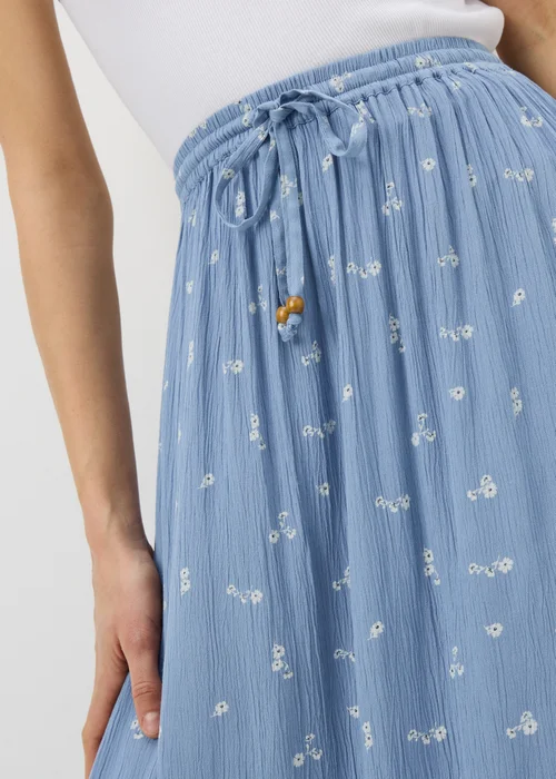 Blue Ditsy Floral Cheesecloth Maxi Skirt - 8 Image 2