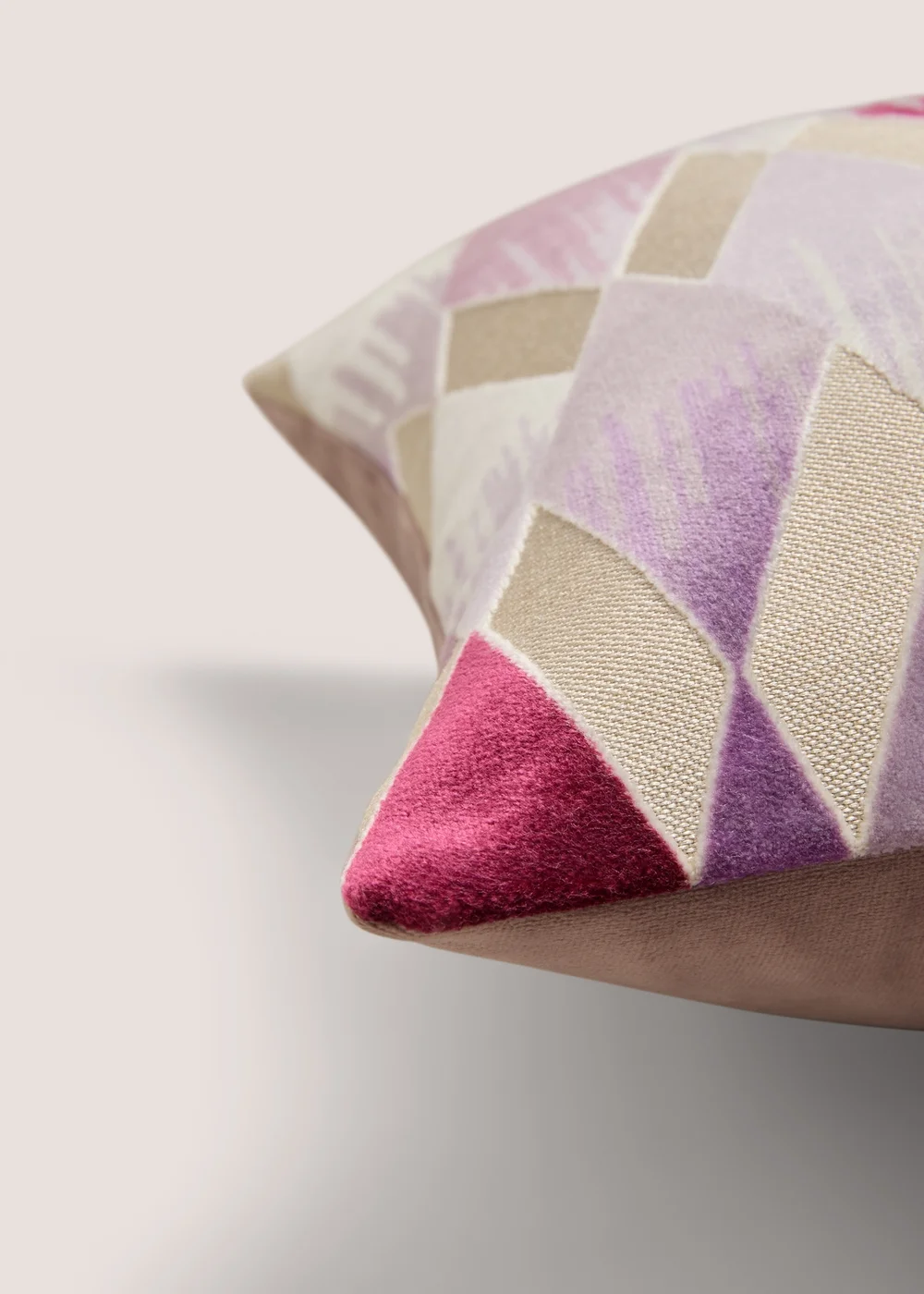 Pink Diamond Cut Velvet Cushion Image 2