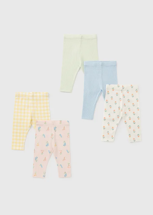 Baby Multicolour Floral Spring Leggings (Newborn-23mths) - Up to 1 Month Image 1