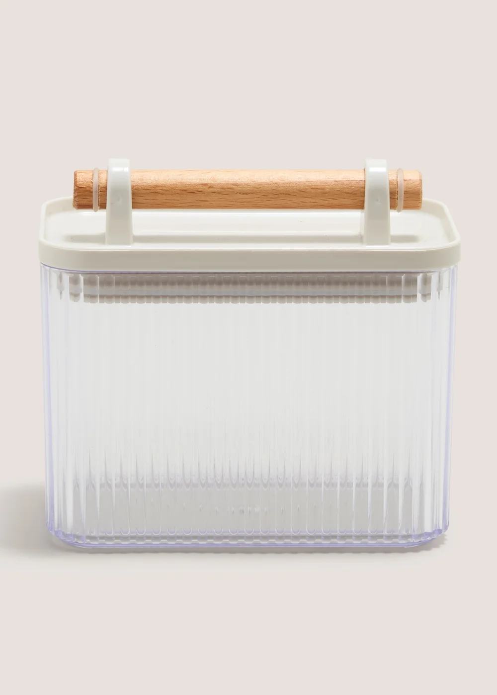 Clear Rib Plastic Wood Handle 0.9L Storage Canister Image 1