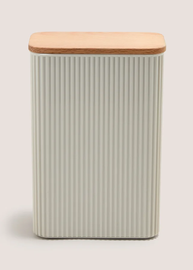 Cream Rib Plastic Wood Handle 2.4L Storage Canister