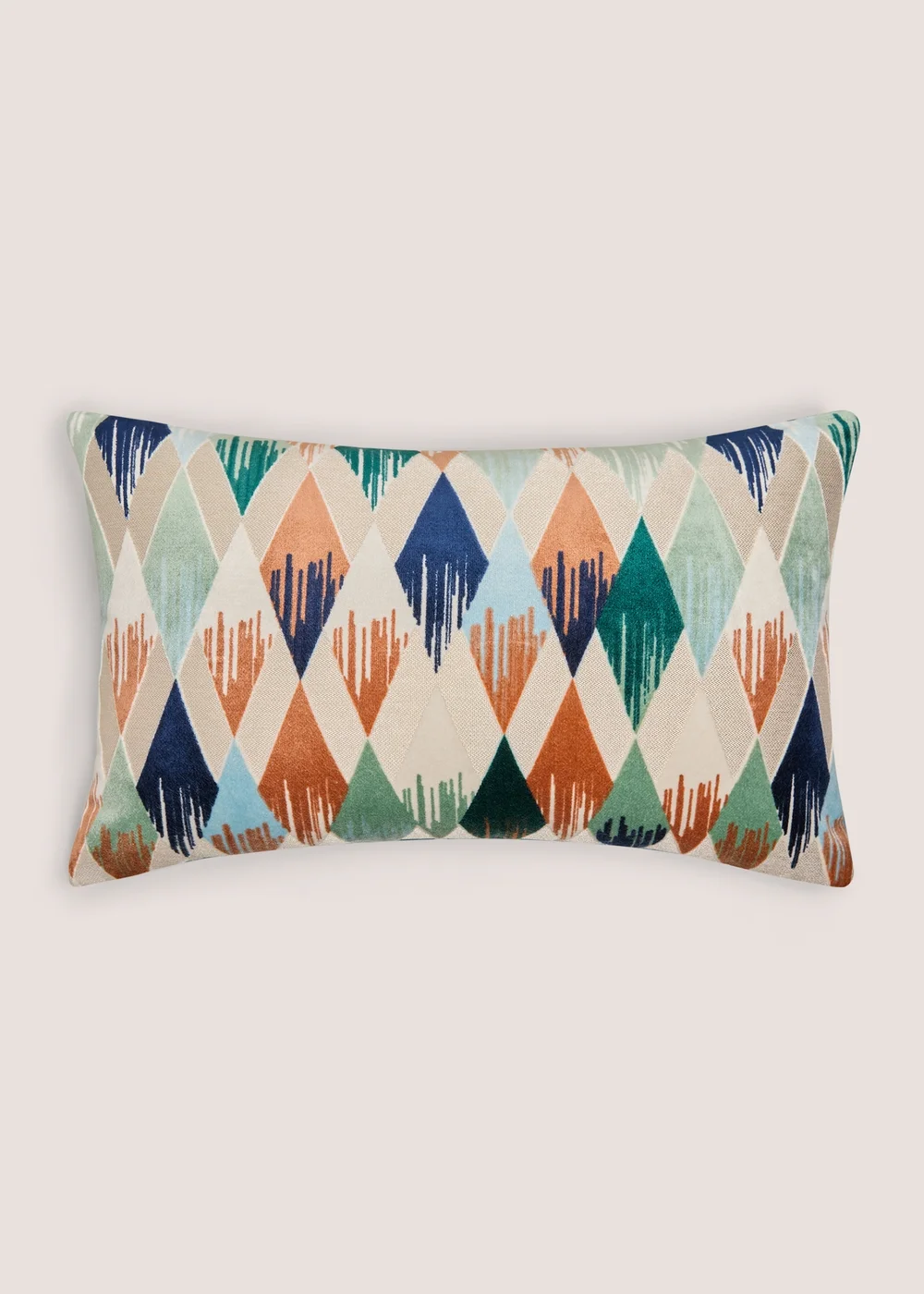 Navy Etched Diamond Cut Velvet Cushion Image 1