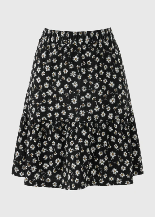 Black Ditsy Floral Textured Jersey Mini Skirt - 8 Image 3