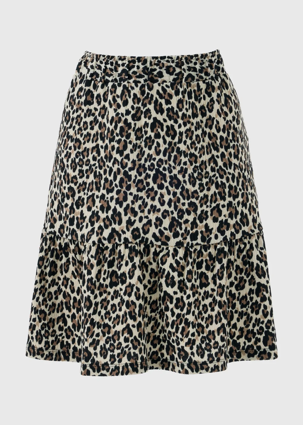 Brown Leopard Print Textured Jersey Mini Skirt - 12 Image 3