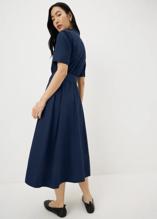 Navy Poplin Belted Midaxi Shirt Dress - 8 Image 3