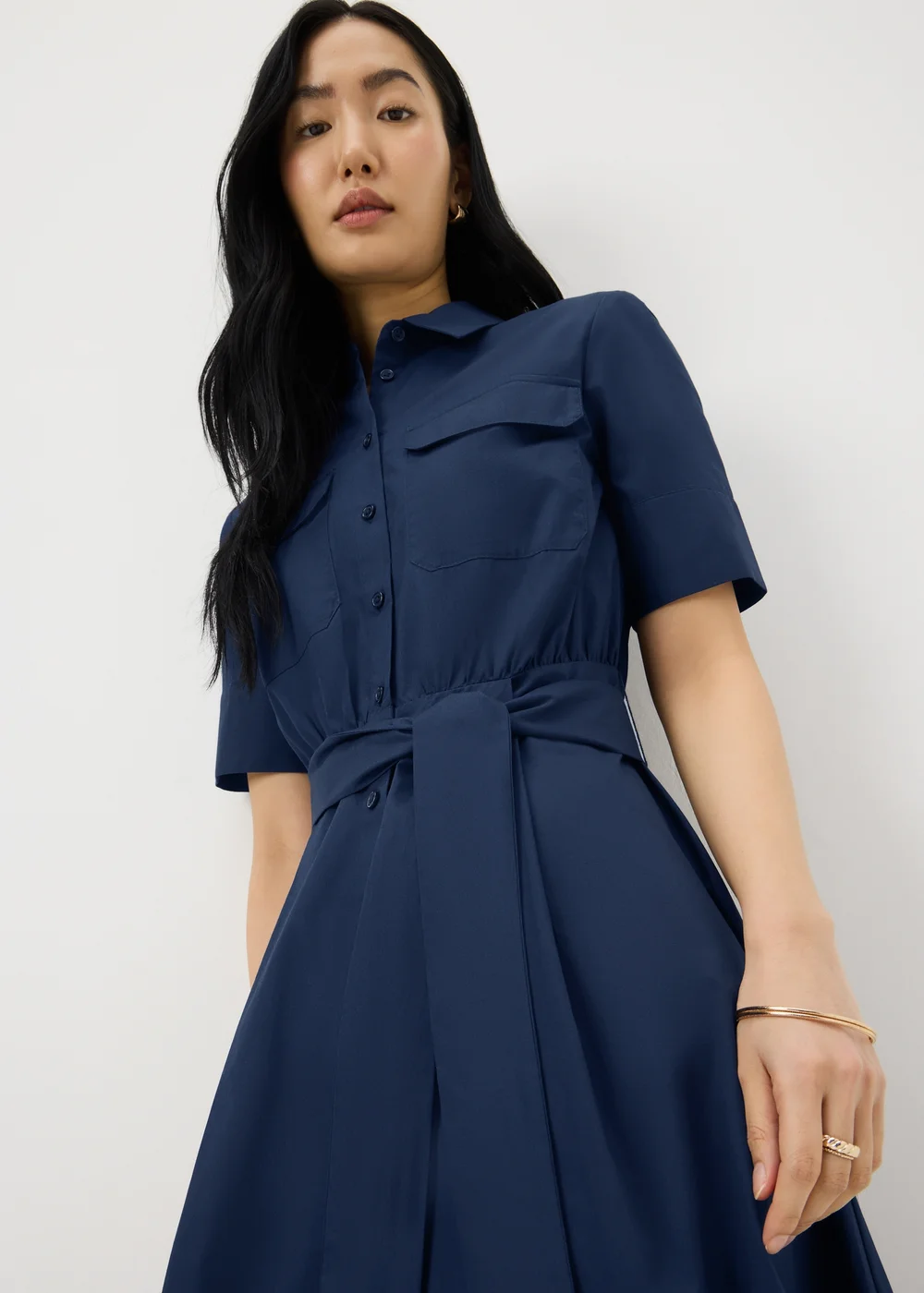 Navy Poplin Belted Midaxi Shirt Dress - 16 | Matalan Navy Poplin Belted Midaxi Shirt Dress - 16 | Matalan