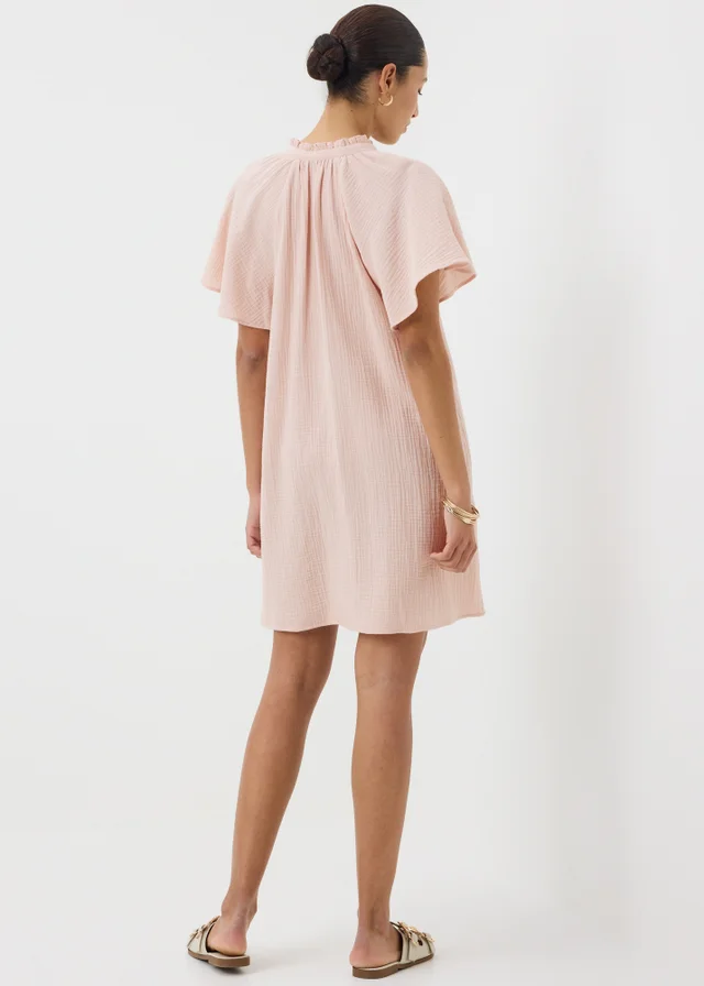 Pink Double Cloth Popover Mini Dress