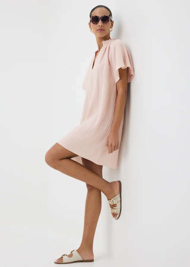 Pink Double Cloth Popover Mini Dress
