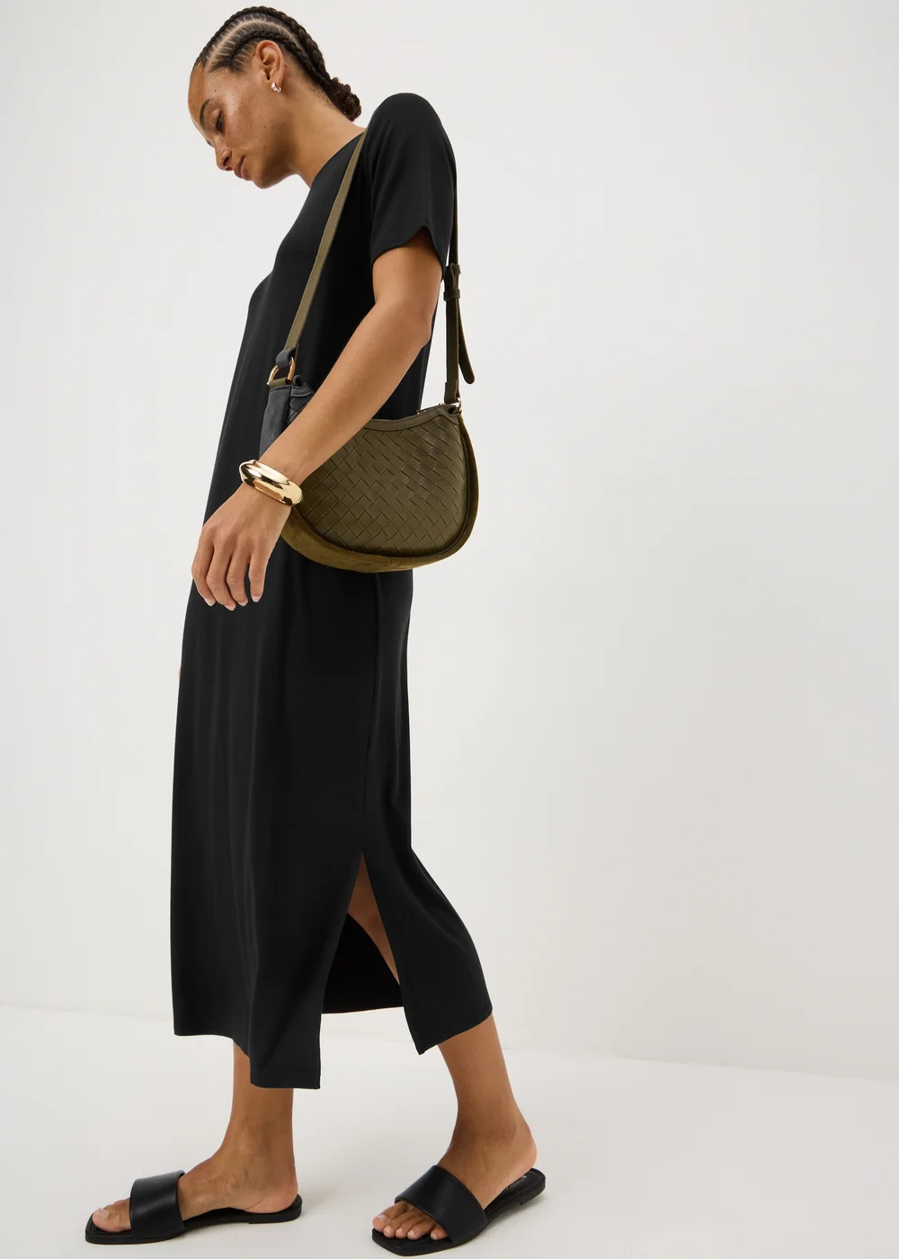 Black T-Shirt Midi Dress - 16 Image 2