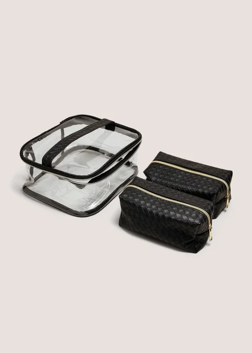 3 Piece Black Large Vanity Bags Image 1