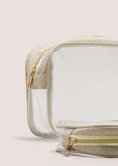 2 Pack Natural Clear Woven Cosmetic Bag Image 2